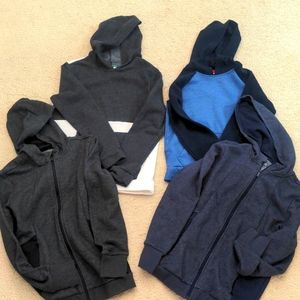 Lot of 4 boys' hooded sweatshirts, including two zip ups